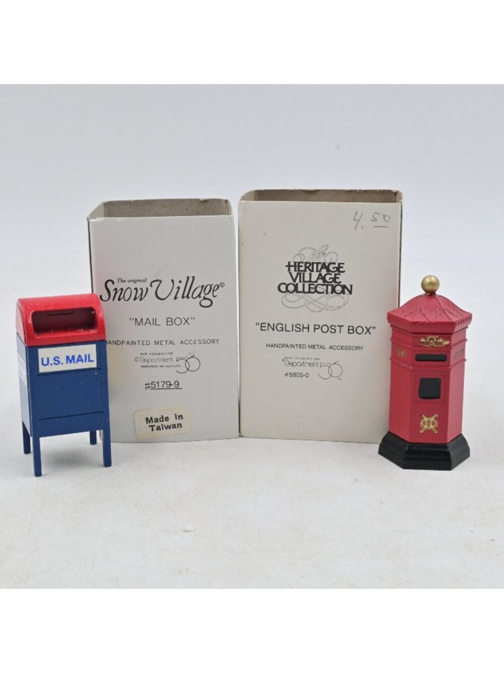 Department 56 Village Accessories Mail Box 5179-9 & English Post Box 5805-0